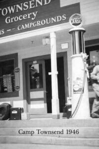 Vintage gas station and grocery, 1946.