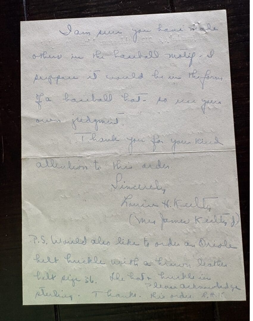 Blue-ink handwritten letter on folded paper